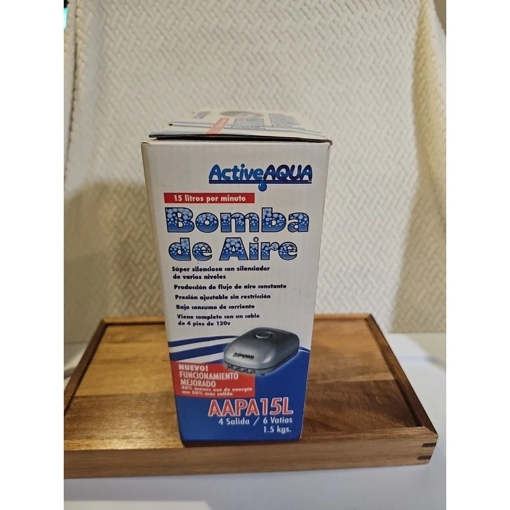 AAPA15L Active Aqua,‎ 4 Outlets, 6W, 15 L/Min Air Pump, Silver,Grey New In Box